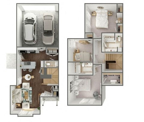 a floor plan of a house with a car in the garage
